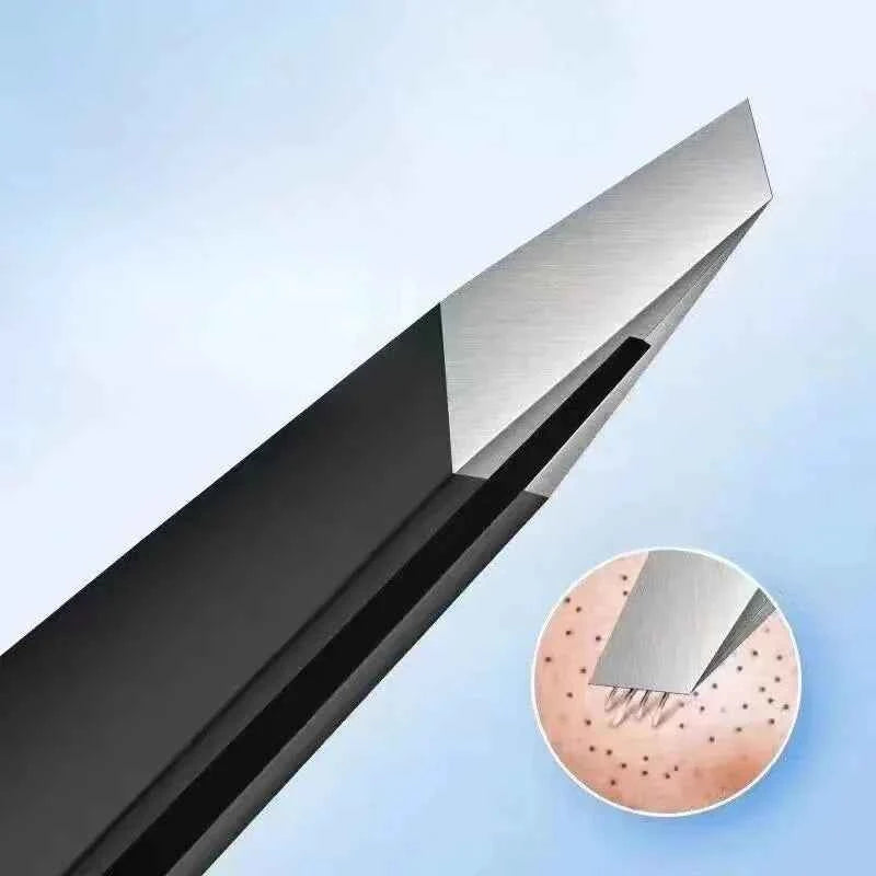 Stainless Steel Black Eyebrow Tweezer with Slant and Flat Point Beauty Tools for Eyelash Tweezer &amp; Ingrown Hair Removal