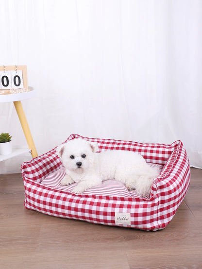 Small Dog Bed Plaid Soft Pet Sofa Cushion Mat