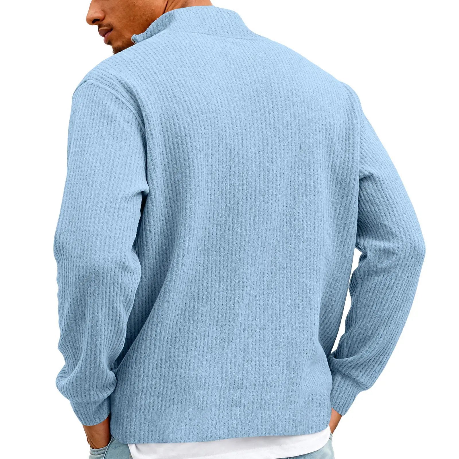New Sweatshirts For Men Spring Waffle Long-sleeved T-shirt Men&