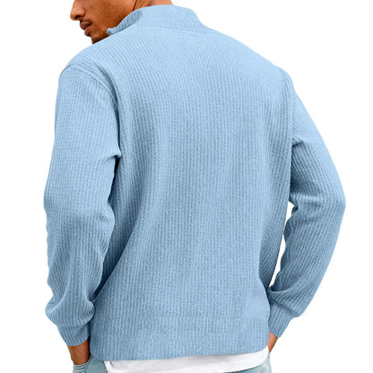 New Sweatshirts For Men Spring Waffle Long-sleeved T-shirt Men&