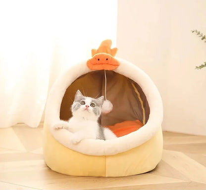 Cat Bed Cave Deep Sleep Foldable Washable Pet Bed