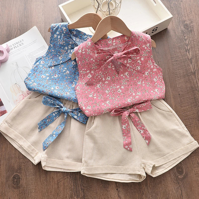 Baby Girls Summer Outfit Vest &amp; Shorts Set Toddler 2Pcs