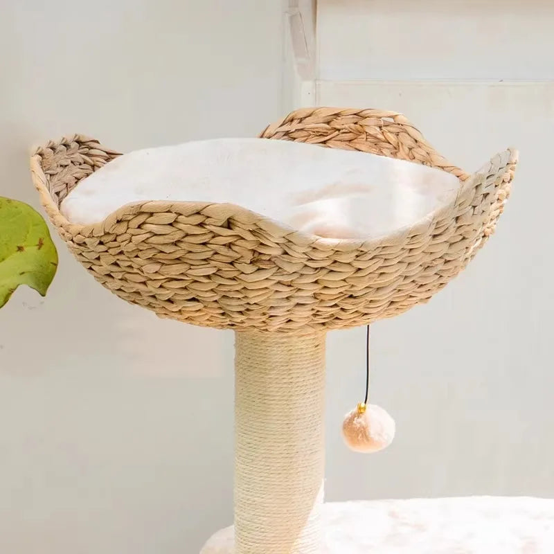 Wooden Cat Tree Scratching Post Indoor Climbing Tower
