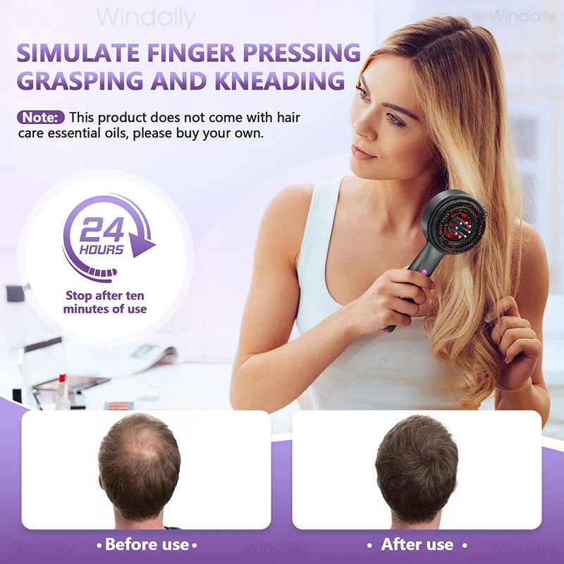 3 in 1 Red Light Therapy Head Massage Comb Hair Oil Applicator  Waterproof Hair Growth Vibration Electric Scalp Massager Brush