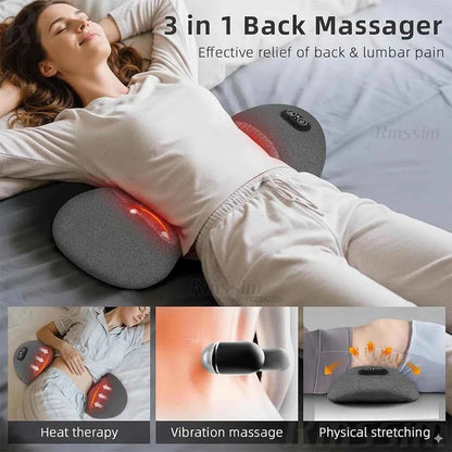 Multi-functional 3-in-1 Back Massager with Relief Bed Sleeping Shiatsu Deep Tissue Portable Shoulder Lower Back Pain Relief