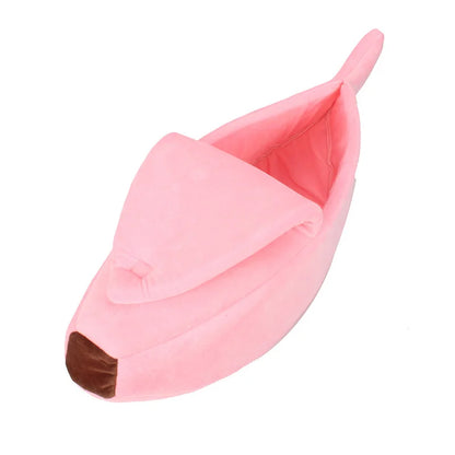 Banana Cat Bed House Cute Plush Warm Winter Pet Bed