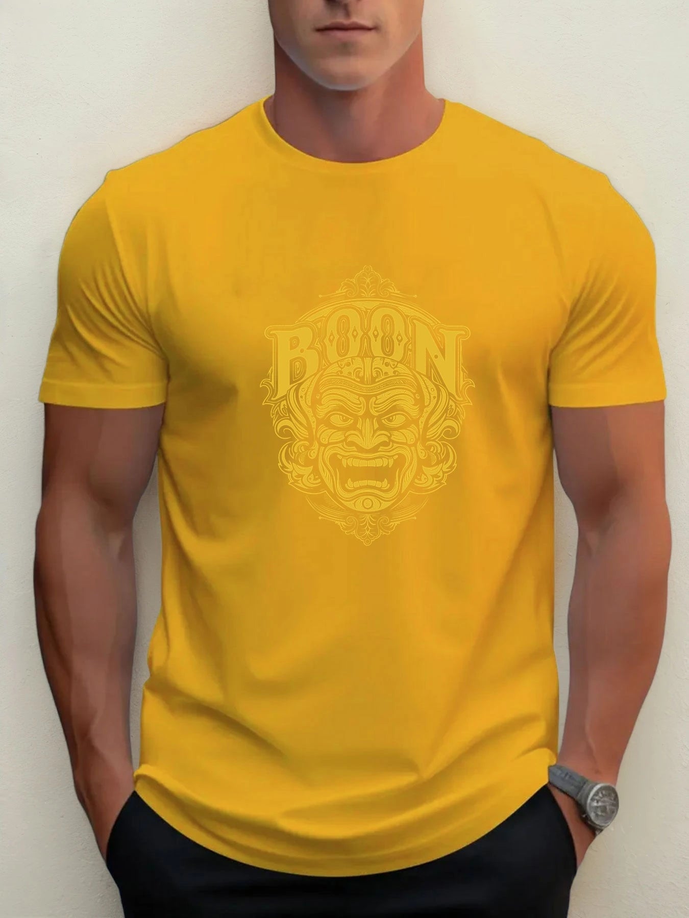 T Shirts For Men Mask 100% Cotton Graphic Printing Summer Round Neck T-Shirt Casual Breathable Street Style Daily Top