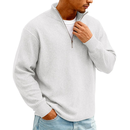 New Sweatshirts For Men Spring Waffle Long-sleeved T-shirt Men&
