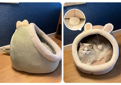 Cat Bed Cave Deep Sleep Foldable Washable Pet Bed