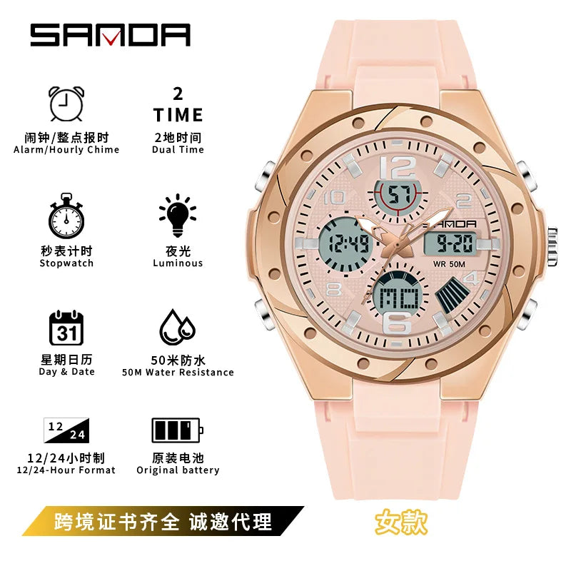 SANDA Waterproof Sports Watch Digital Couple Outdoor