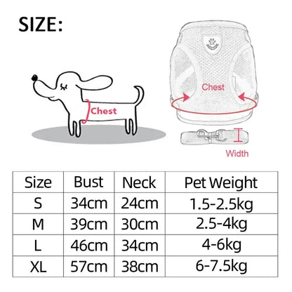 Dog Cat Harness Vest Adjustable Mesh Leash Small Medium Pets