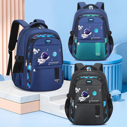 Kids Astronaut School Backpack Waterproof Boys Book Bag