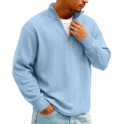 New Sweatshirts For Men Spring Waffle Long-sleeved T-shirt Men&