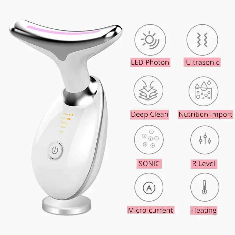 EMS Neck Face Lifter Neck Face Lifting Massager Skin Tighten Device Led Photon Therapy Anti Wrinkle Double Chin Remover