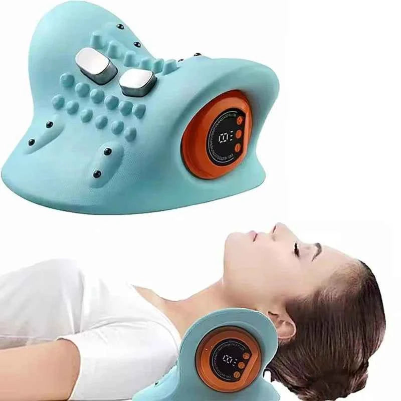 EMS electrotherapy heated cervical pillow, wireless ergonomic acupoint massage neck pillow, cervical correction massage pillow