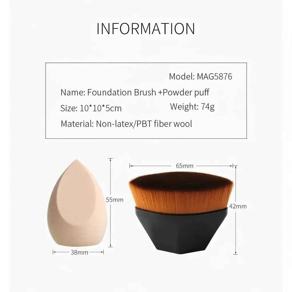 2-piece set of makeup tools: foundation brush, concealer brush, soft bristle brush, convertible makeup brush