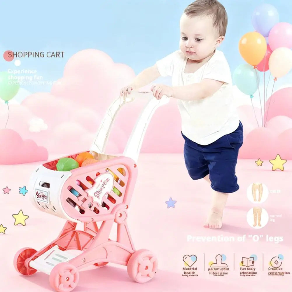 Kids Shopping Cart Toy Supermarket Pretend Play Trolley