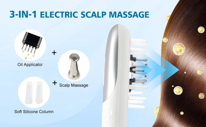 3 in 1 EMS Hair Growth Massage Comb with Hair Oil Dispenser Red Blue Light AntiHair Loss High Frequency Vibration Scalp Massager