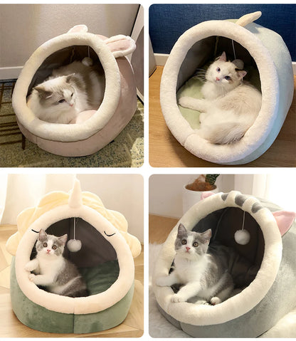 Cat Bed Cave Deep Sleep Foldable Washable Pet Bed