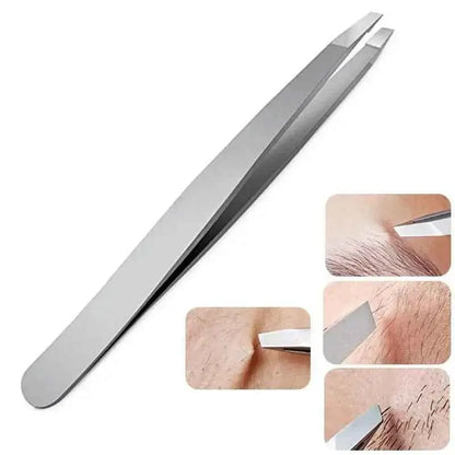 Stainless Steel Slant Tip Eyebrow Tweezers | Facial Hair Removal Tool