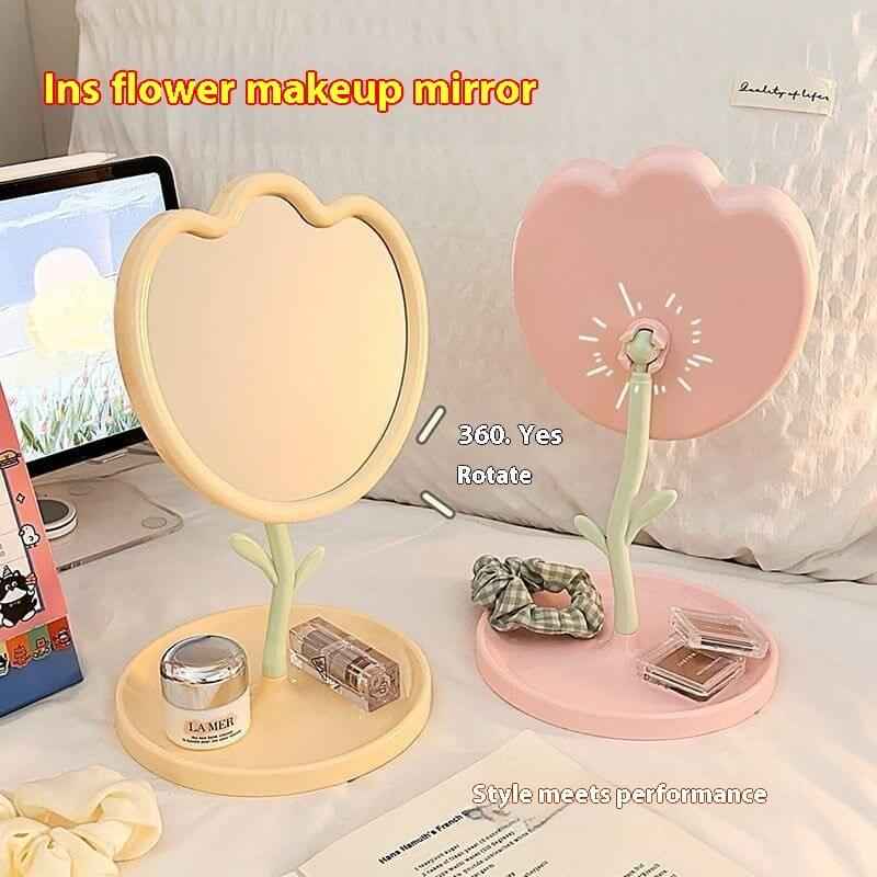 Tulip Desktop Vanity Mirror For Dorm Room | Student Desktop Mirror