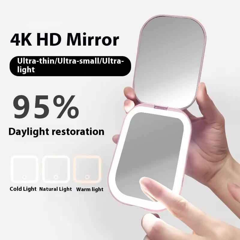 Ultra Thin Foldable Makeup Mirror With Lights | Three Color Lighting