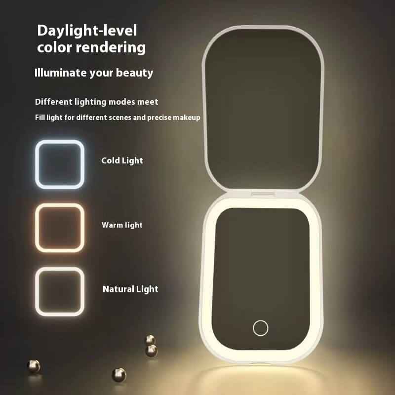 Ultra Thin Foldable Makeup Mirror With Lights | Three Color Lighting