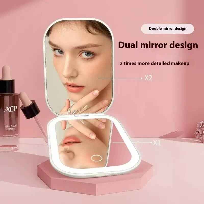 Ultra Thin Foldable Makeup Mirror With Lights | Three Color Lighting