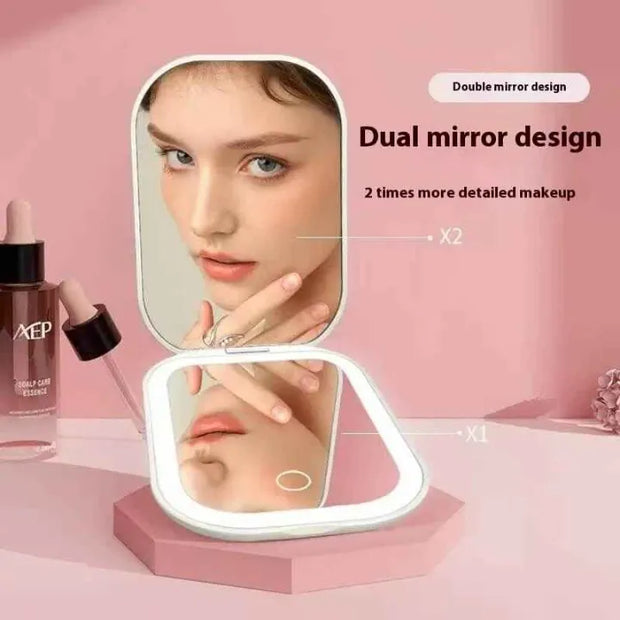 Ultra Thin Foldable Makeup Mirror With Lights | Three Color Lighting