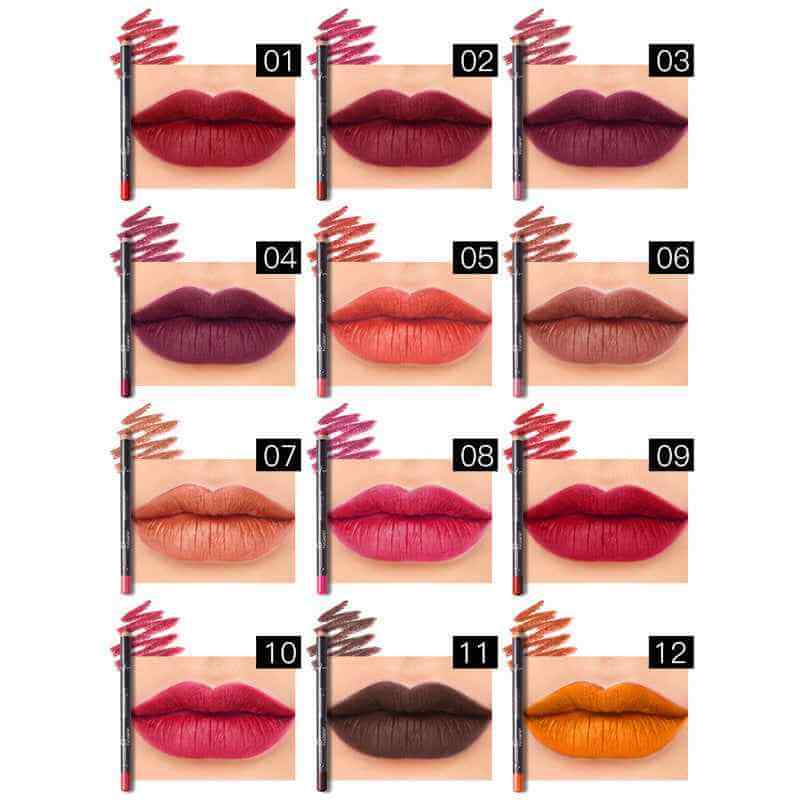 Vegan Soft Pencils Longwear Lip Liners | 12 Color Lip Liner Pencil Set 