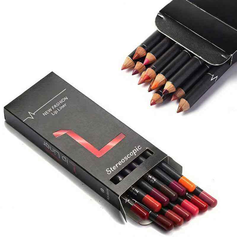 Vegan Soft Pencils Longwear Lip Liners | 12 Color Lip Liner Pencil Set 