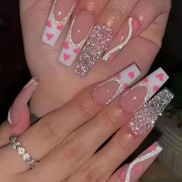 
Wearable Finished Beauty Love Fake Nails | Natural Looking Fake Nails
